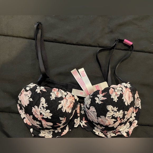 PINK Victoria's Secret Other - Victoria’s Secret PINK 34C Floral Lace Date Night Push Up Bra